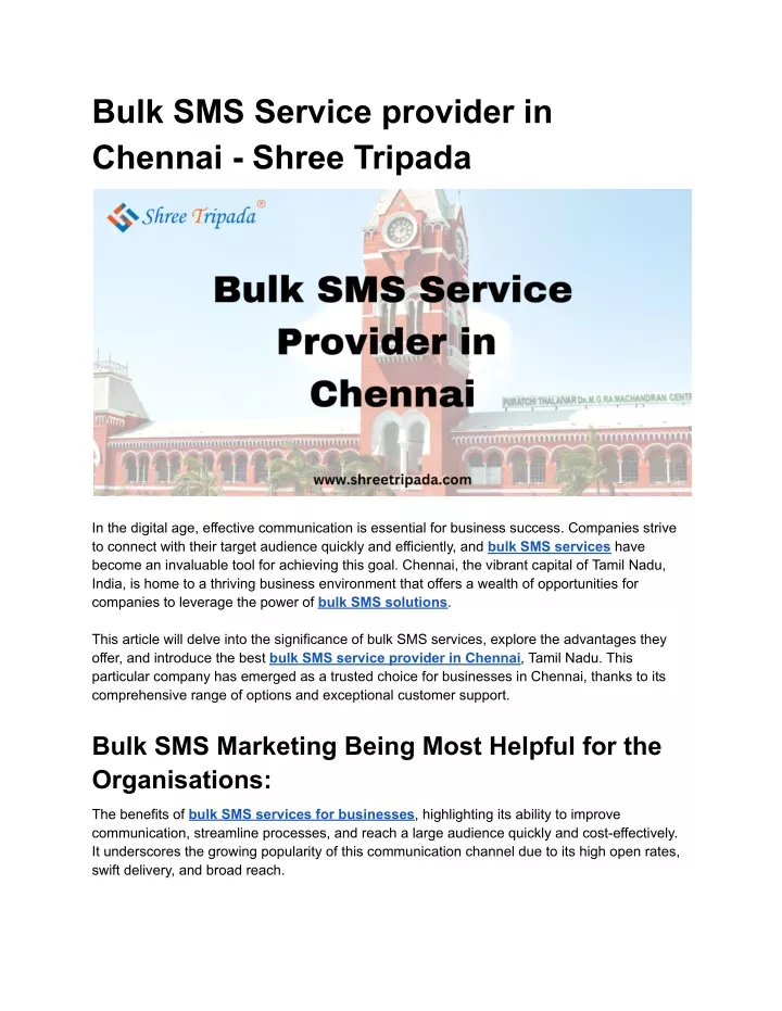 bulk sms service provider in chennai shree tripada