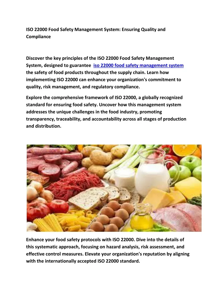 iso 22000 food safety management system ensuring