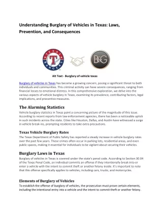 Burglary of Vehicle Texas: Prevention Tips | Texas Attorney