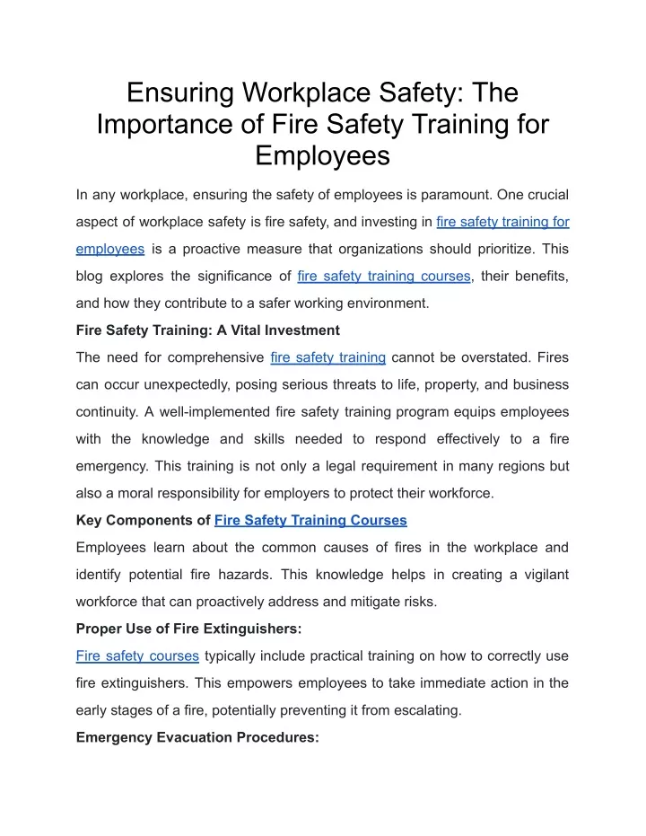 ensuring workplace safety the importance of fire