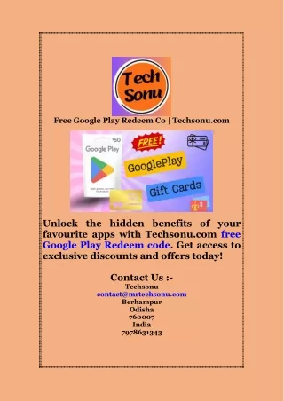 Free Google Play Redeem Co  Techsonu com