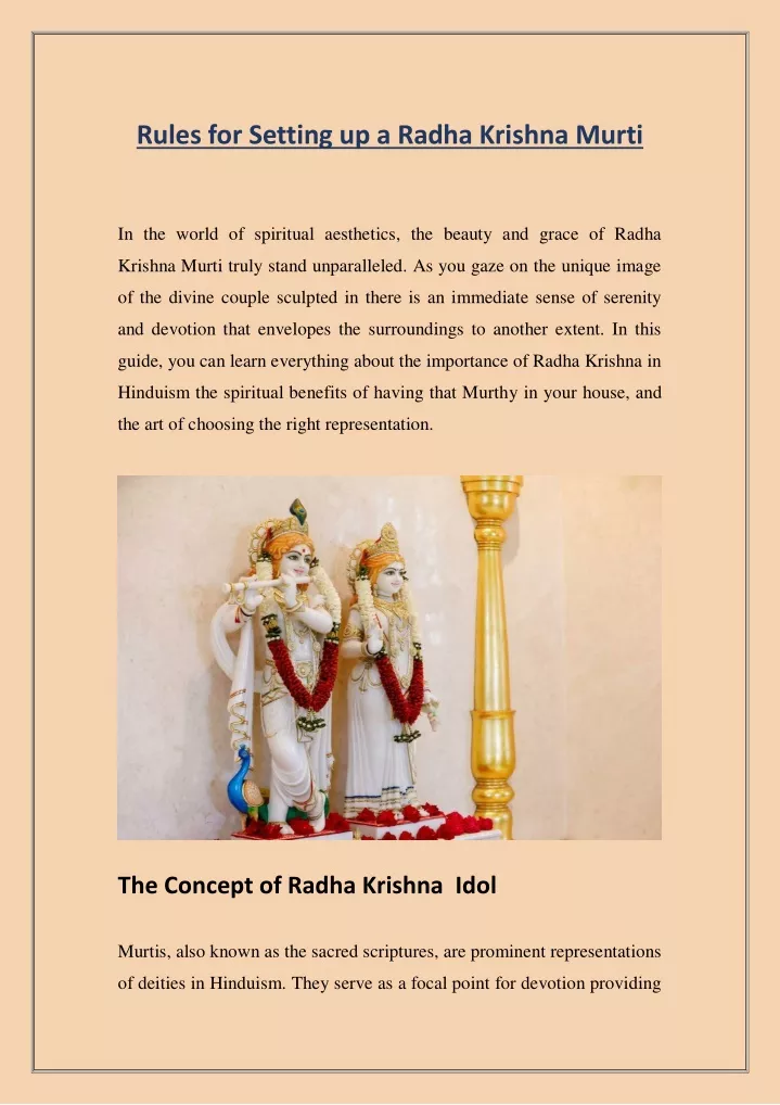 rules for setting up a radha krishna murti