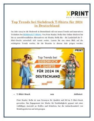 Top Trends bei Siebdruck T-Shirts für 2024 in Deutschland