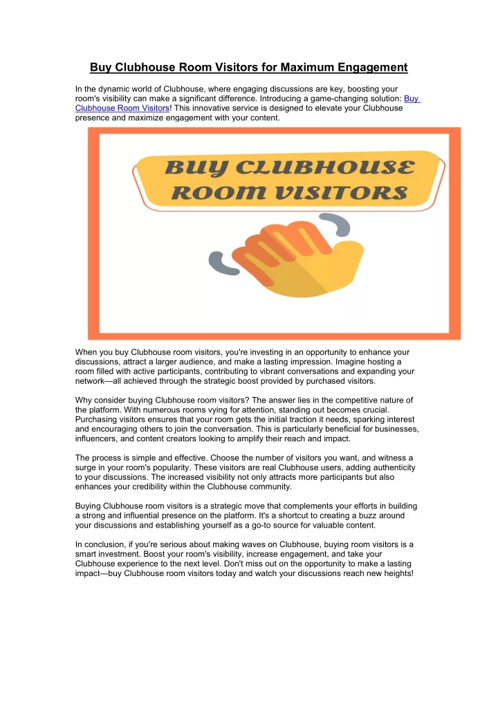 buy clubhouse room visitors for maximum engagement