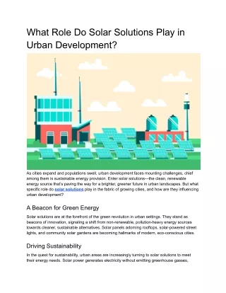 Solar Solutions | Powering Urban Development