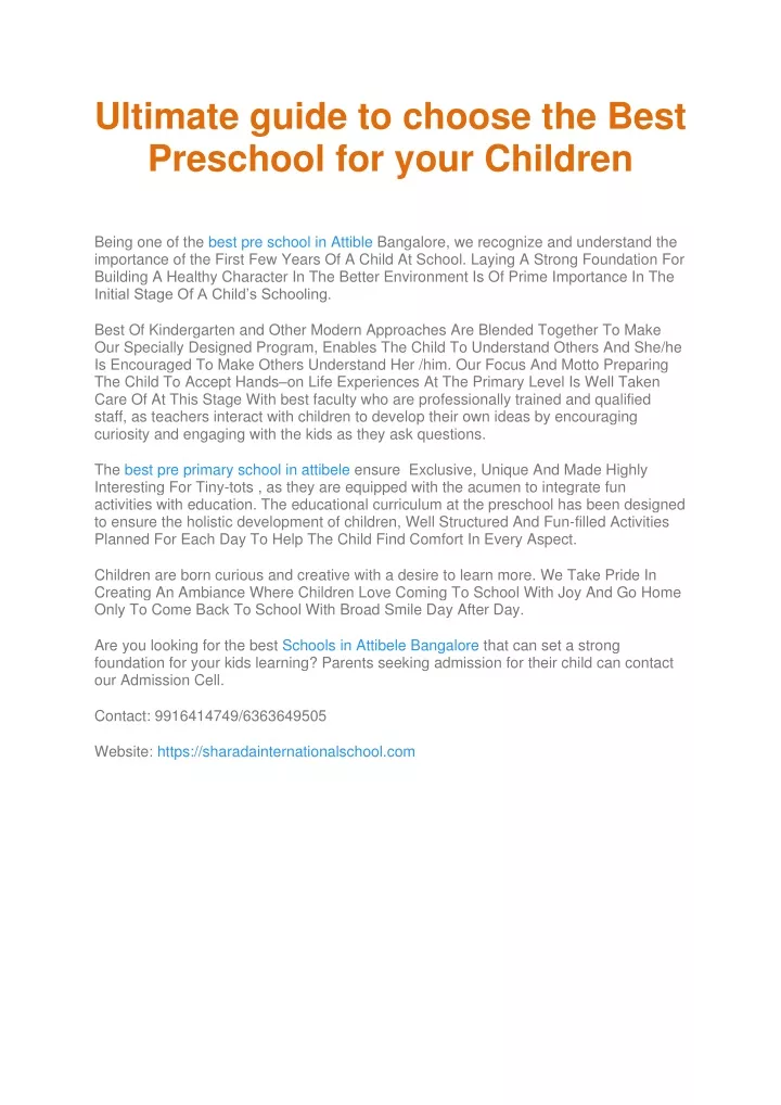 ultimate guide to choose the best preschool