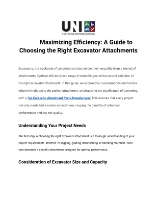 Maximizing Efficiency_ A Guide to Choosing the Right Excavator Attachments