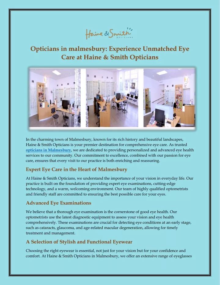 opticians in malmesbury experience unmatched