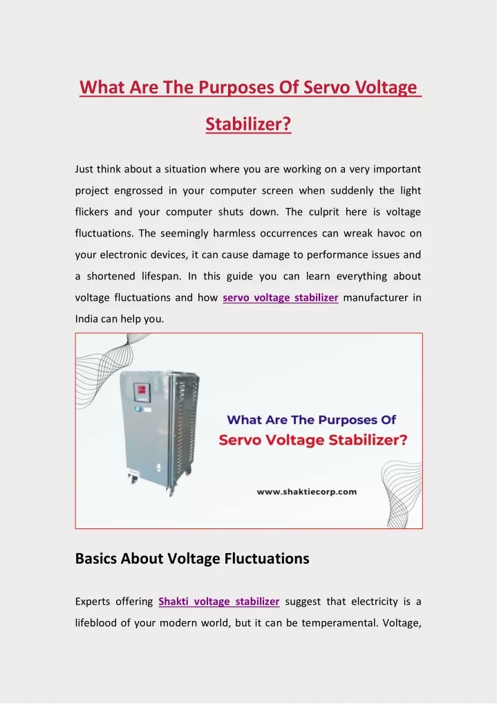 what are the purposes of servo voltage