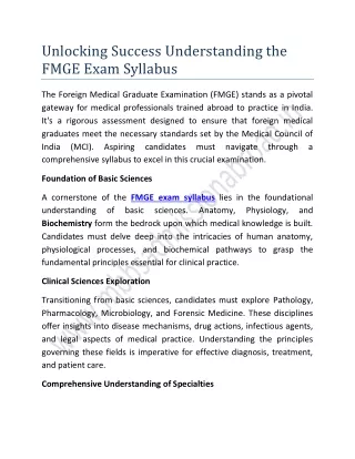 unlocking success understanding the fmge exam