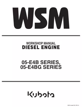 KUBOTA D1105-E4BG Diesel Engine Service Repair Manual