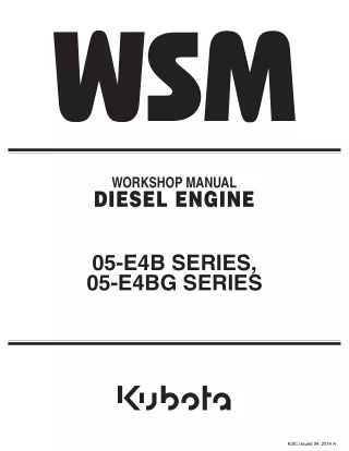 KUBOTA D1305-E4B Diesel Engine Service Repair Manual