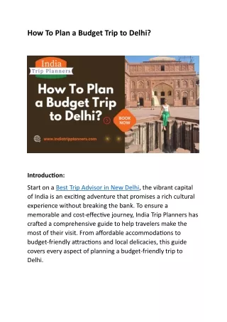 How To Plan a Budget Trip to Delhi