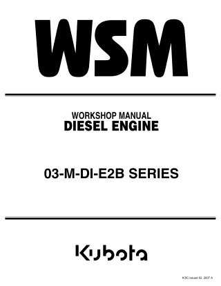 Kubota D1503-M-DI-T DIESEL ENGINE Service Repair Manual