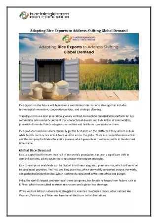 adapting rice exports to address shifting global