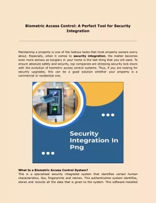 Biometric Access Control: A Perfect Tool for Security Integration