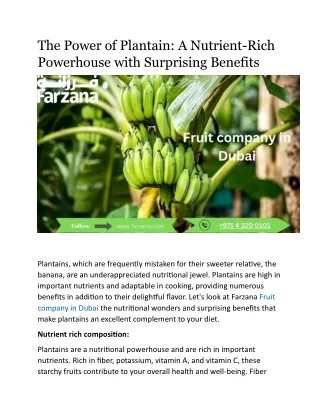 the power of plantain a nutrient rich powerhouse