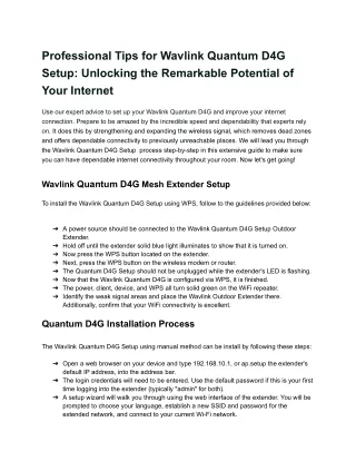 Wavlink Quantum D4G Setup on page - Google Docs