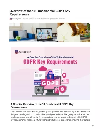 A Concise Overview Of The 10 Fundamental GDPR Key Requirements