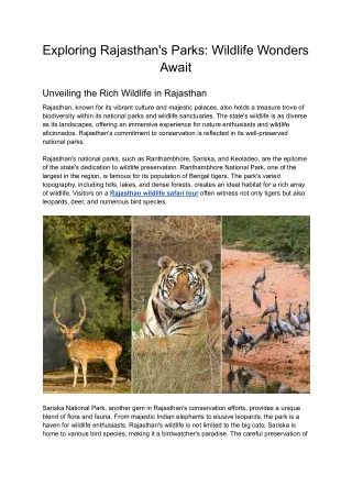 Exploring Rajasthan's Parks_ Wildlife Wonders Await