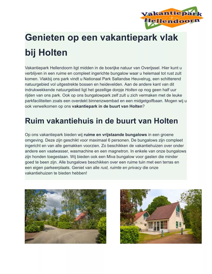 genieten op een vakantiepark vlak bij holten