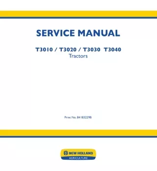 New Holland T3020 Tractor Service Repair Manual