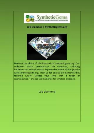 Lab Diamond Syntheticgems org