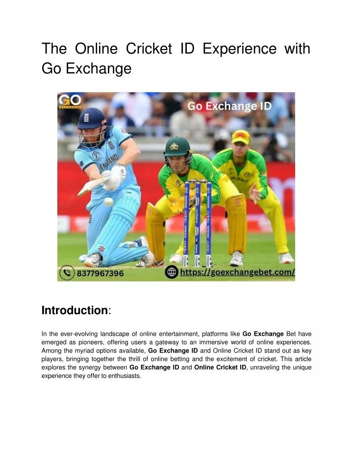 the online cricket id experience with go exchange