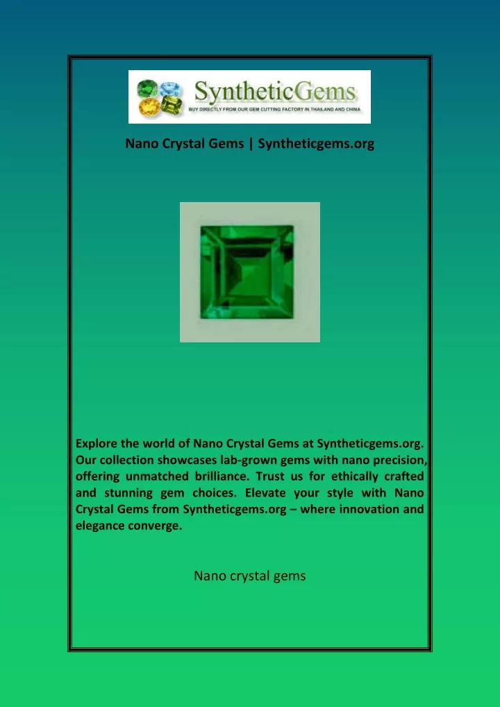 nano crystal gems syntheticgems org
