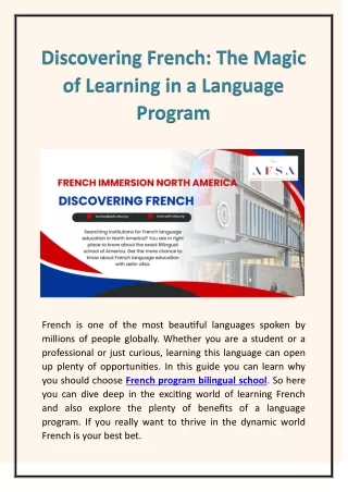 Discovering french the magic of learning in a learning program