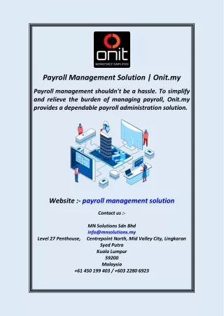 Payroll Management Solution  Onit.my