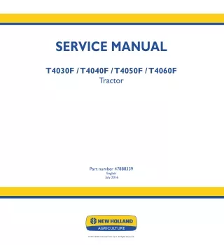 New Holland T4040F Tractor Service Repair Manual