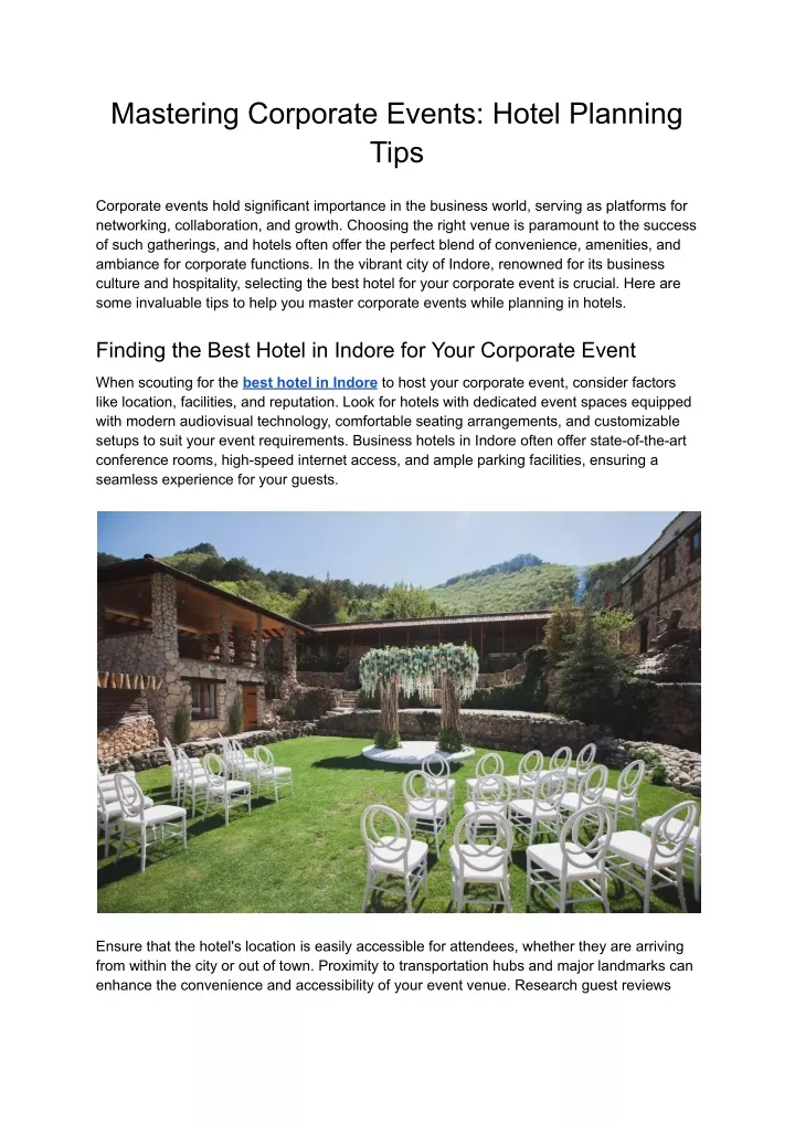 mastering corporate events hotel planning tips