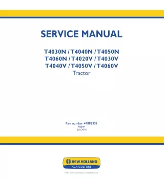 New Holland T4040V Tractor Service Repair Manual