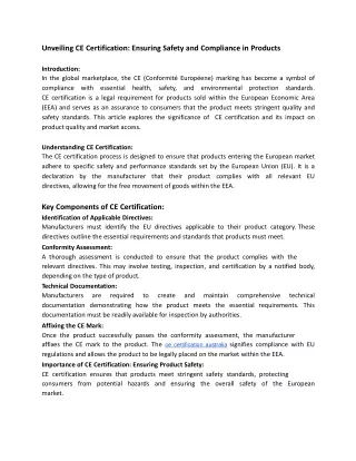 unveiling ce certification ensuring safety