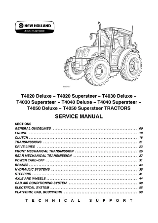 New Holland T4050 Supersteer Tractor Service Repair Manual