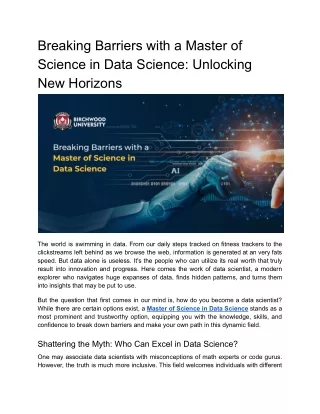 Breaking Barriers with a Master of Science in Data Science_ Unlocking New Horizons