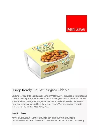Tasty Ready To Eat Punjabi Chhole