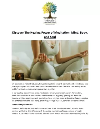 Discover The Healing Power of Meditation: Mind, Body, and Soul