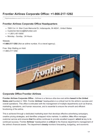 https://flightsassistance.com/frontier-airlines-corporate-office/