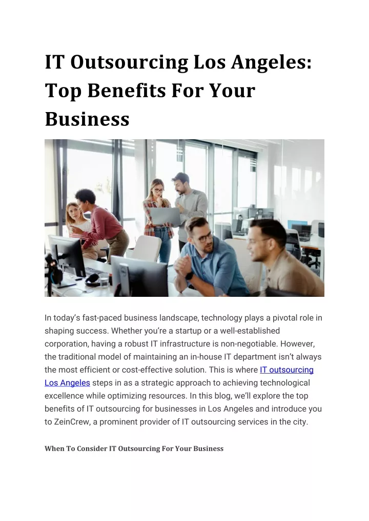 it outsourcing los angeles top benefits for your
