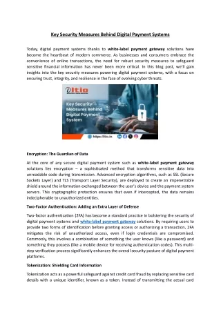 key security measures behind digital payment