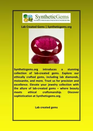 Lab Created Gems Syntheticgems org