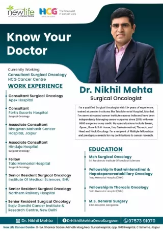 Leading Cancer Specialist in Jaipur- Dr Nikhil Mehta