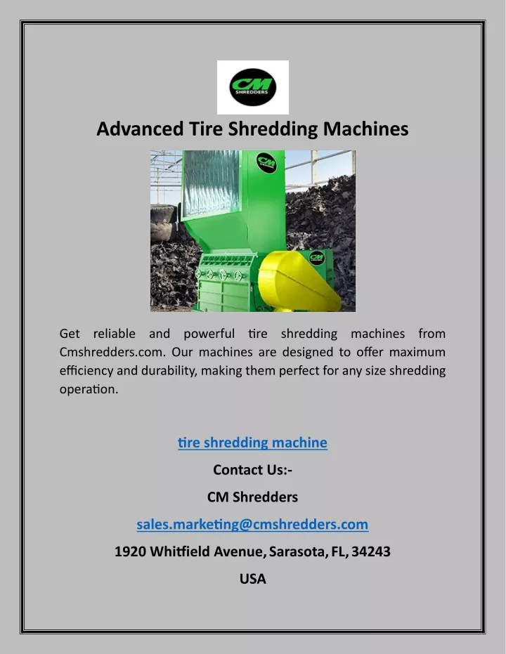 advanced tire shredding machines