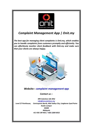 Complaint Management App Onit.my