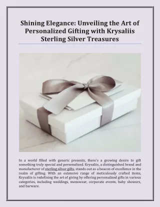 Unveiling the Art of Personalized Gifting with Krysaliis Sterling Silver Treasures