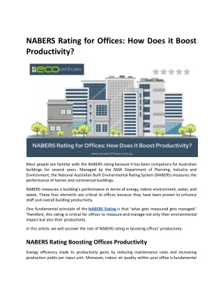 NABERS Rating for Offices: How Does it Boost Productivity?