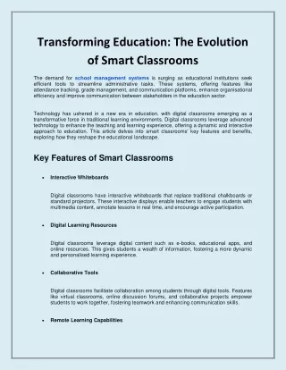 Transforming Education: The Evolution of Smart Classrooms