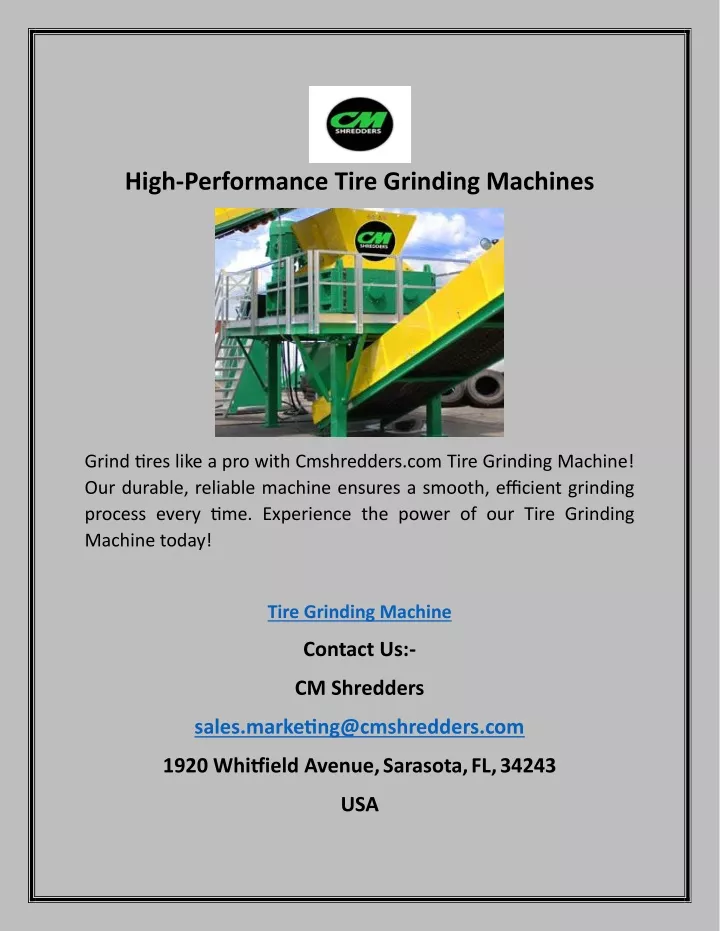 high performance tire grinding machines